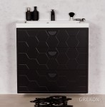 Szafka łazienkowa czarna 80cm DOMINO z umywalką białą