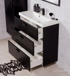 Czarna szafka łazienkowa 80 cm Domino z białą umywalką