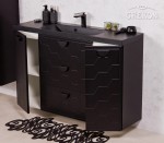 Nowoczesna czarna szafka łazienkowa Domino z czarną umywalką