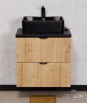 Szafka łazienkowa dąb naturalny 60cm BRENDO z blatem i umywalką