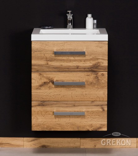 Prostokątna szafka łazienkowa w kolorze natural eiche 50 cm