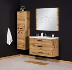 Komplet eleganckich mebli do łazienki w kolorze naturalnego dębu