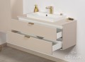 Podwieszana szafka z blatem oraz białą umywalką seria Magnolia
