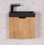 Szafka łazienkowa dąb burlington 40cm FRESCO z czarną umywalką
