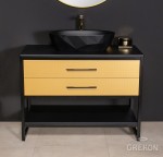 Szafka łazienkowa czarna 100cm NEW YORK GOLD z umywalką czarną