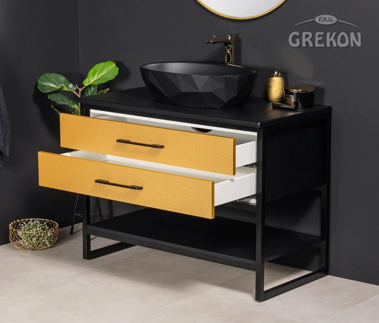 Szafka łazienkowa 100 cm z czarnym stelażem