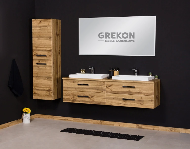 Meble łazienkowe naturalny dąb seria Fokus New