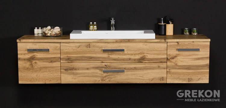 Elegancka szafka łazienkowa w kolorze naturalnego dębu Fokus New