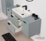 Podwieszana szafka łazienkowa 120 cm z białą nablatową umywalką