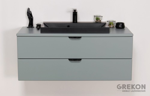 Szafka łazienkowa 100 cm z czarną matową umywalką