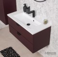 Szafka łazienkowa bordowa 80 cm z białą dolomitową umywalką