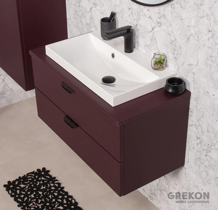 Elegancka burgundowa szafka do łazienki seria Magnolia