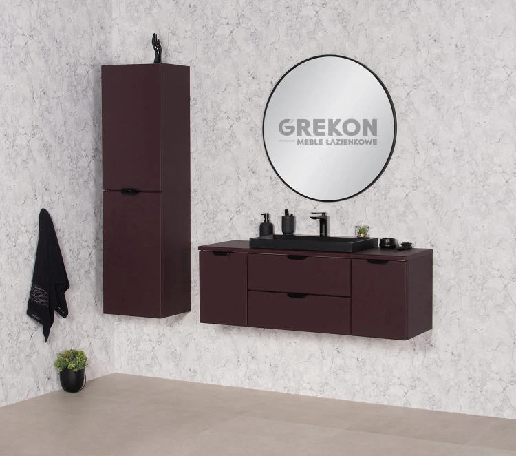 Zestaw bordowych mebli łazienkowych kolekcja Magnolia