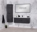 Szare meble łazienkowe z frezowanymi frontami Victa Lamello