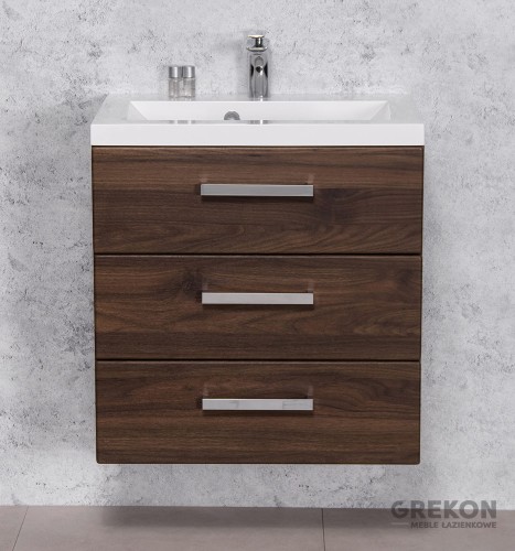 Nowoczesna i elegancka szafka łazienkowa w brązowym kolorze
