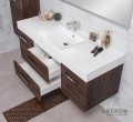 Elegancka szafka łazienkowa 140 cm z szeroką białą umywalką