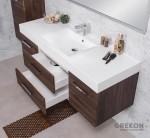 Elegancka szafka łazienkowa 140 cm z szeroką białą umywalką