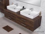 Podwieszana szafka łazienkowa 160 cm z dwiema ceramicznymi umywalkami seria Fokus New