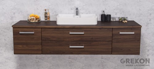 Elegancka i nowoczesna szafka łazienkowa z białą ceramiczną umywalką