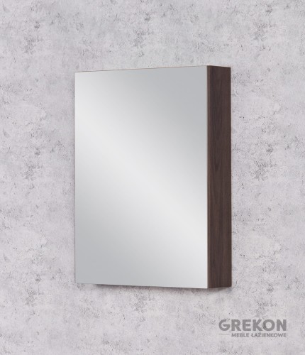 Szafka łazienkowa z lustrem 60x80 cm korpus w kolorze orzechowego drewna
