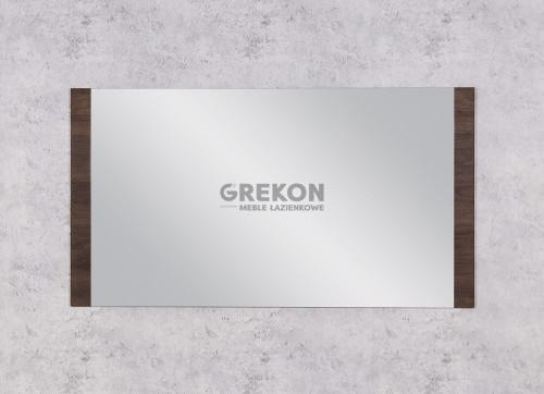 Lustro łazienkowe 120x65 cm ze wstawkami w kolorze orzechowego drewna