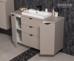 Stylowa szafka łazienkowa 120 cm w kolorze fume mat z białą umywalką