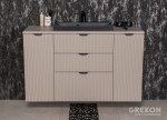 Szafka łazienkowa fume mat 120cm VICTA LAMELLO z blatem i umywalką czarną