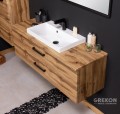 Szafka podumywalkowa 120 cm kolor dąb naturalny z białą dolomitową umywalką