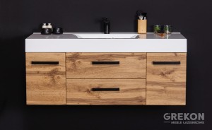 Szafka łazienkowa dąb naturalny 120cm FOKUS NEW LOFT z umywalką