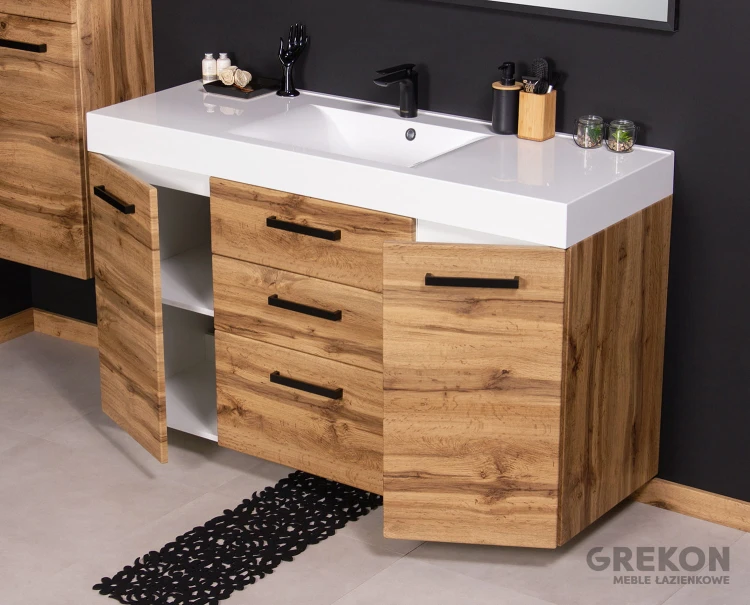 Stylowa szafka łazienkowa w kolorze naturalny dąb seria Fokus New Loft