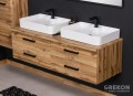 Szafka łazienkowa 140 cm z czterema szufladami i dwiema ceramicznymi umywalkami