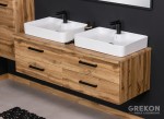 Szafka łazienkowa 140 cm z czterema szufladami i dwiema ceramicznymi umywalkami