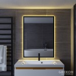 Eleganckie podświetlane lustro w czarnej aluminiowej ramie