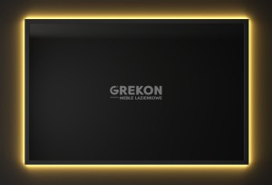 Lustro łazienkowe w czarnej ramie aluminiowej podświetlane LED 100x65cm
