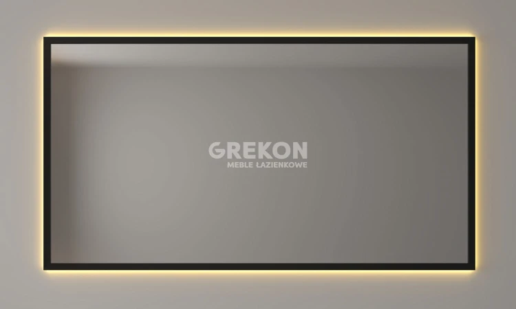 Nowoczesne lustro łazienkowe w czarnej aluminiowej ramie 120x65 cm