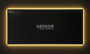 Lustro łazienkowe w czarnej ramie aluminiowej podświetlane LED 140x65cm
