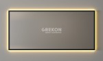 Lustro łazienkowe 140x65 cm w czarnej aluminiowej ramie, podświetlanie LED