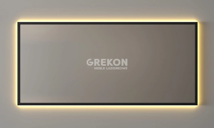 Lustro łazienkowe 140x65 cm w czarnej aluminiowej ramie, podświetlanie LED