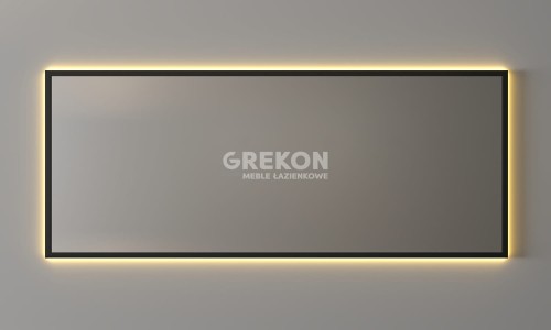 Podświetlane lustro łazienkowe 160 cm w czarnej aluminiowej ramie