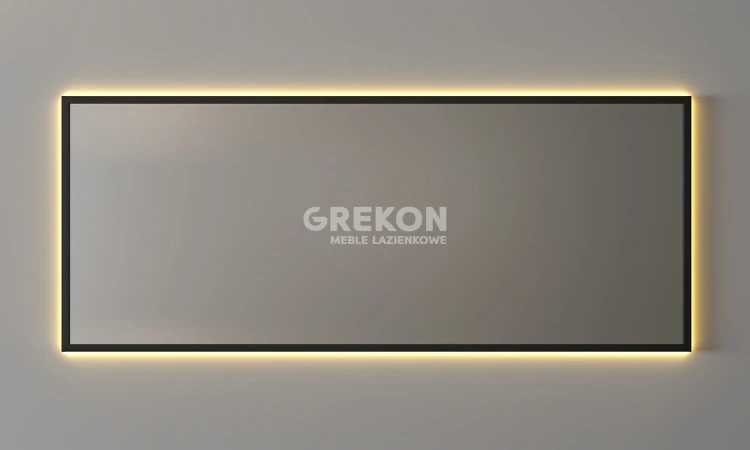 Podświetlane lustro łazienkowe 160 cm w czarnej aluminiowej ramie