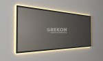 Nowoczesne i stylowe lustro z oświetleniem LED w czarnej aluminiowej ramie
