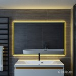 Lustro łazienkowe w aluminiowej złotej ramie z podświetleniem LED