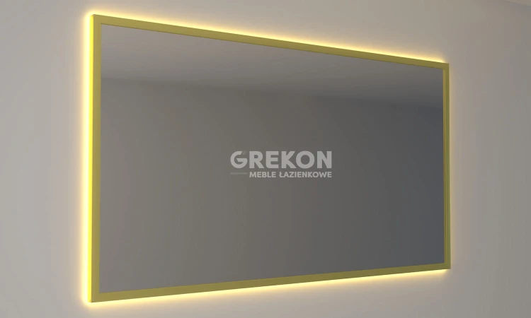 Lustro łazienkowe ze złotą ramą z podświetleniem LED