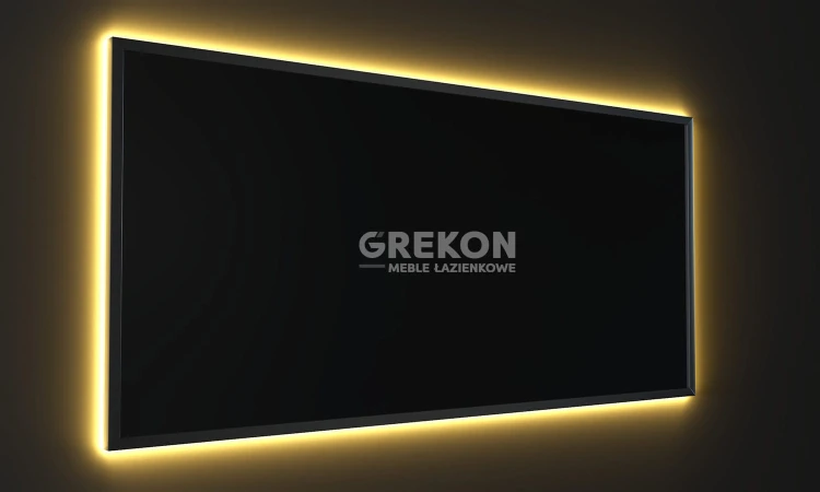 Lustro do łazienki w złotej ramie 140x65 z oświetleniem LED