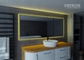 Eleganckie, stylowe lustro w złotej ramie z oświetleniem LED