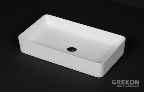 Biała prostokątna ceramiczna umywalka