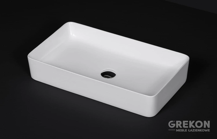Biała prostokątna ceramiczna umywalka