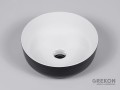 Czarno biała ceramiczna umywalka z frezem