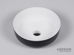 Czarno biała ceramiczna umywalka z frezem