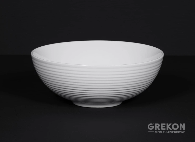 Okrągła ceramiczna umywalka z frezami